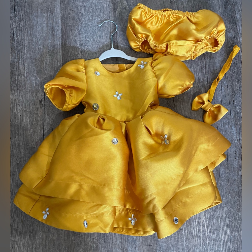 Gold Dream Girls Mini Dress Set, Size 6-9 mos